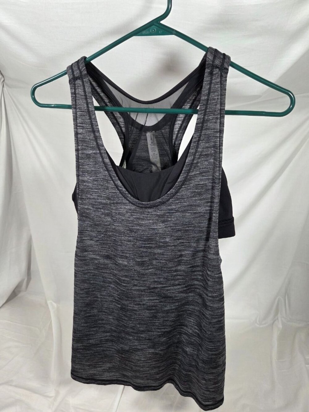 Lululemon Heathered Gray 2-in-1 Built-In Sports Bra Mesh Racerback Tank Top - S
